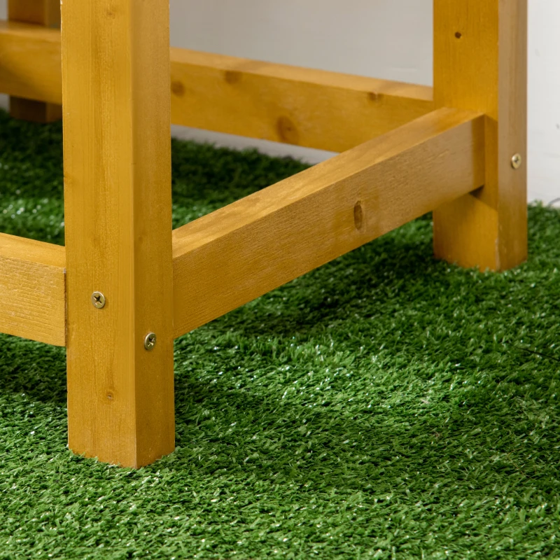 Outsunny Raised Garden Bed with Foldable Work Surface, Lacquered Solid Wood, Fleece Inner Lining, 64cm x 63cm x 74.5cm