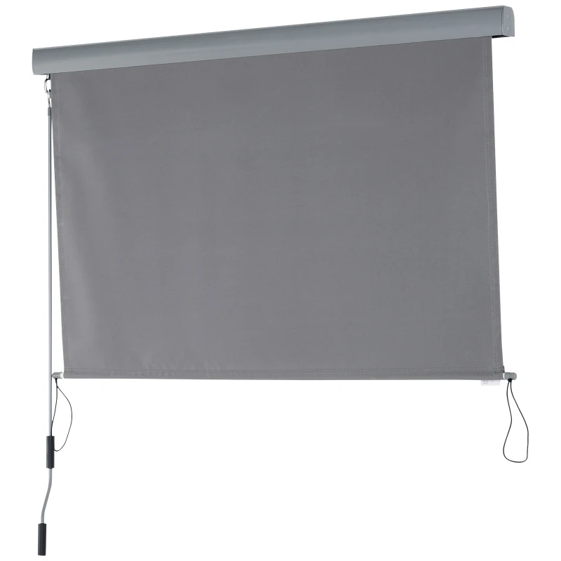 Outsunny Roleta z korbką ręczną Roleta okienna montaż ścienny/dachowy UV50+ aluminium szary 1,4 x 2 m