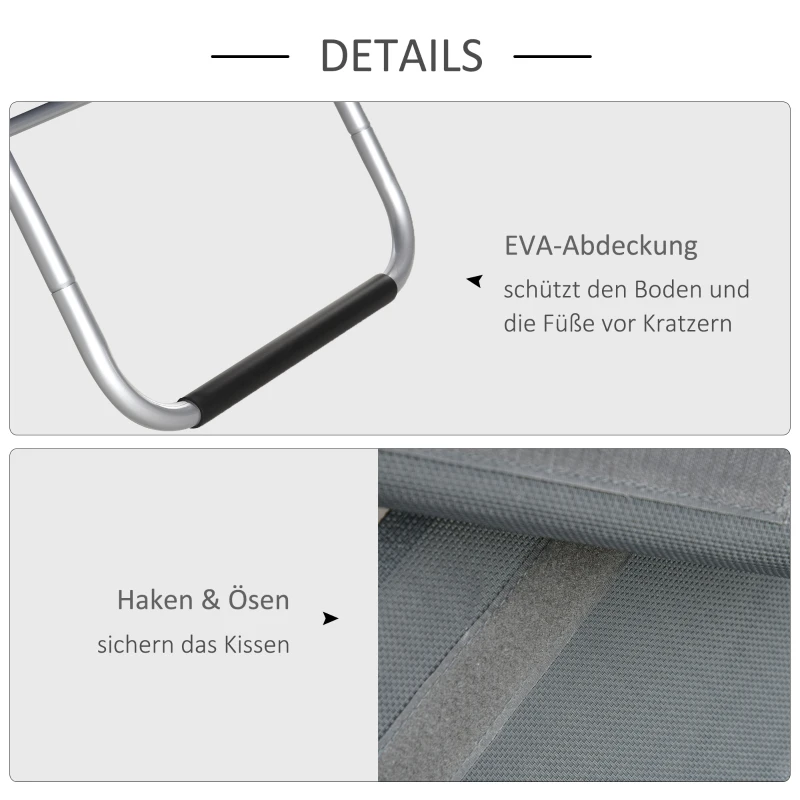 Leżaki ogrodowe z poduszkami Outsunny leżak do relaksu ergonomiczny aluminiowy Texteline kolor szary 160 x 60 x 65 cm