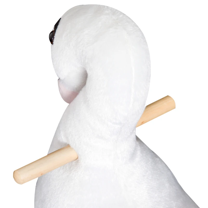 HOMCOM Kids Rocking Horse Plush Ride On Swan Toy w/ Safety Seat for Toddler 18 Months +, White and Pink