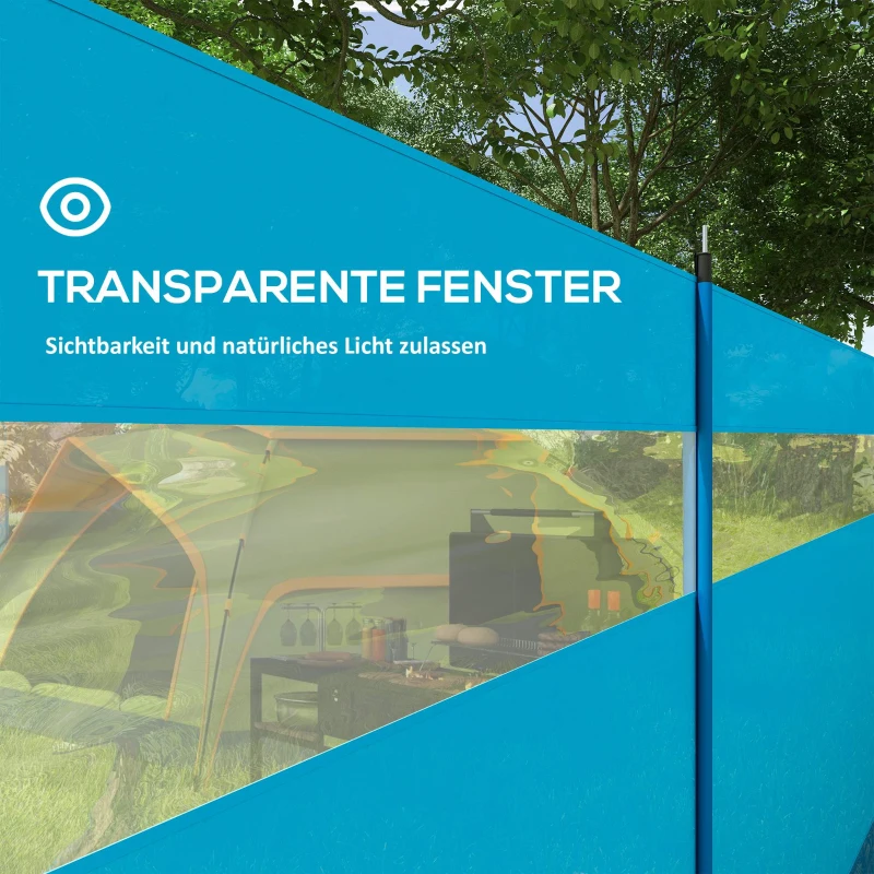 Outsunny Parawan z Oknem i Torbą Transportową, Stalowe Słupy, 725x140cm, Niebieski