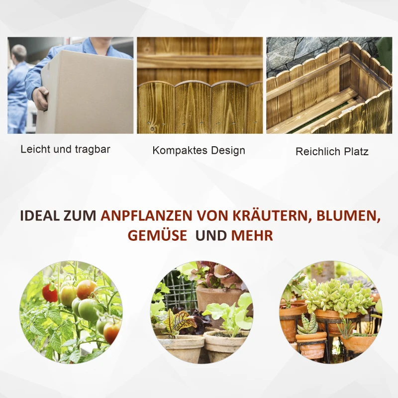 Outsunny Hochbeet Pflanzkasten Kräuterbeet Pflanzbeet Gemüse Blumenbeet Blumenkasten Tannenholz 80 x 33 x 30 cm