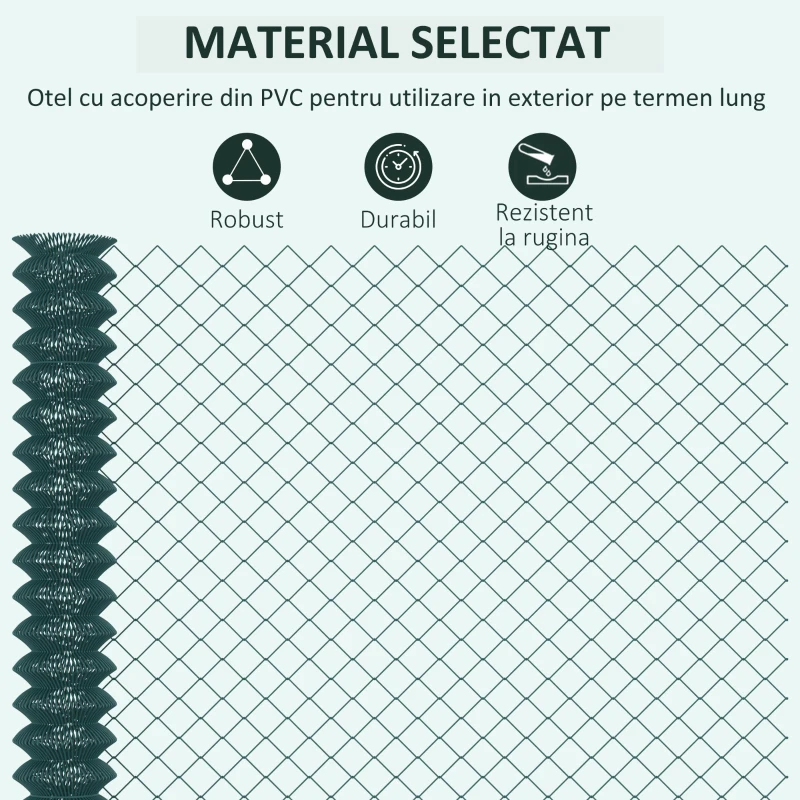 Outsunny Plasa pentru Imprejmuire din Otel si PVC pentru Spatii Exterioare, Rulou de 25m si Inaltime 1.7m, Verde