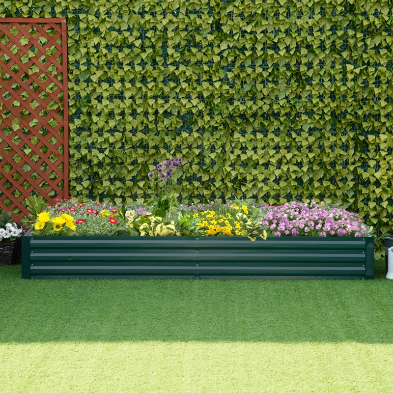 Outsunny Pat Suport de Gradina Inaltat din Metal de Exterior, Suport pentru Plante, Flori si Ierburi, 241x90,5x30cm