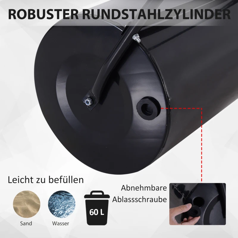 Outsunny Walec ogrodowy z rączką w kształcie litery U walec do trawy wałek do trawy 60 l wypełnienie wodą/piachem metal