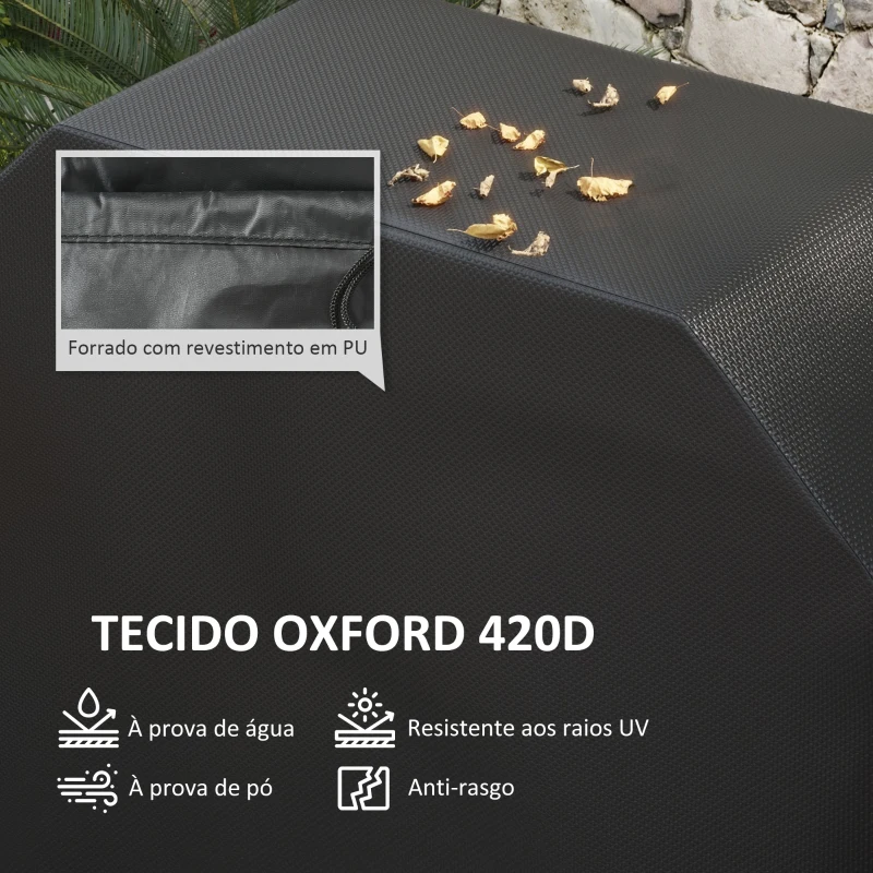 Outsunny Capa Protetora para Barbecue Retangular de Tecido Oxford 420D Anti-UV Impermeável Antipó com Cordão 124x61x91 cm Preto