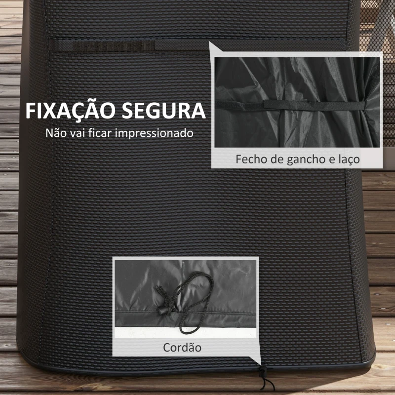 Outsunny Capa Protetora para Barbecue Retangular de Tecido Oxford 420D Anti-UV Impermeável Antipó com Cordão 124x61x91 cm Preto