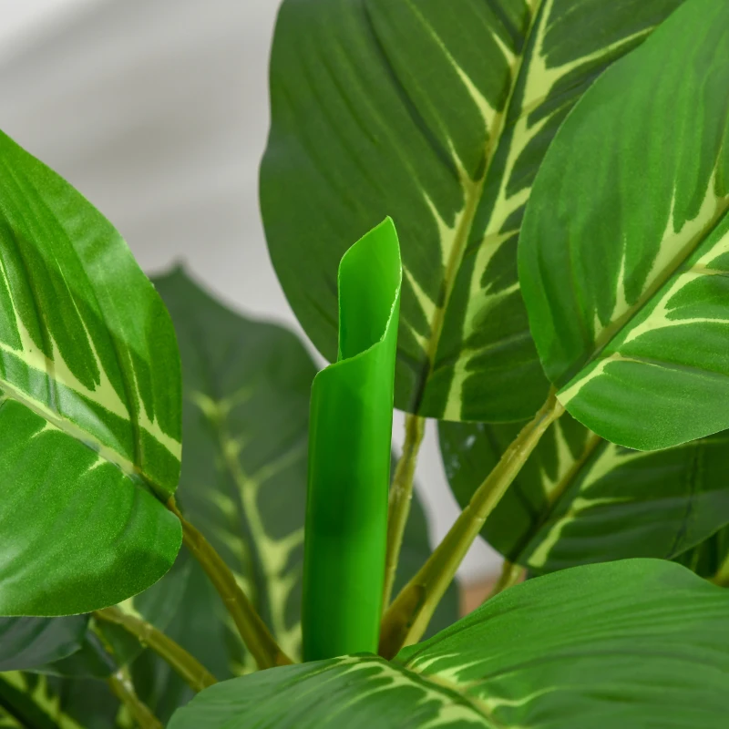HOMCOM Plantă Artificială cu 33 de Frunze pentru Uz Interior și Exterior cu Ghiveci, Plantă Falsă în PEVA, PE și Ciment, 95 cm, Verde(m-7)