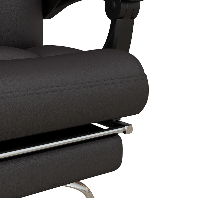 Vinsetto Scaun de Birou cu Masaj și Suport pentru Picioare, Scaun de Birou Rabatabil și Reglabil pe Înălțime, 63x57x118-126 cm, Maro