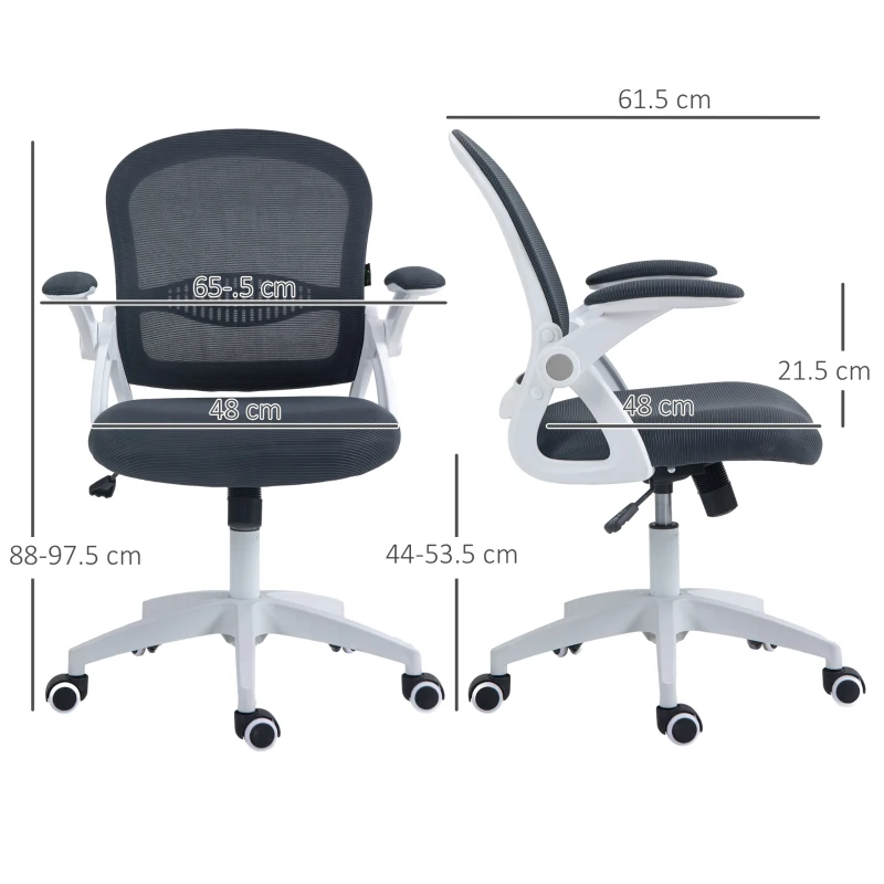 Vinsetto Scaun Birou Ergonomic – Gri, cu Spatar Plasa & Reglabil