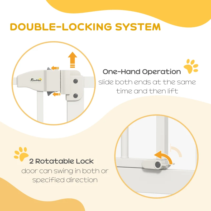 PawHut Poartă Extensibilă pentru Câini fără Șuruburi, Poartă de Siguranță Reglabilă, 94-100x78 cm, Alb