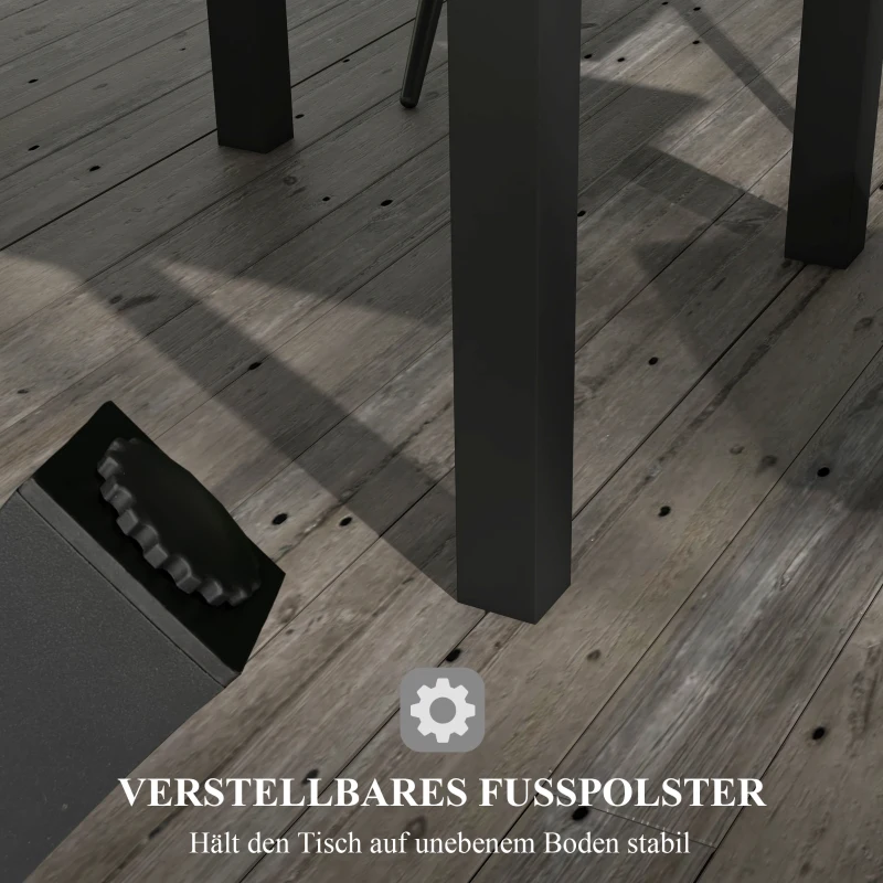 Outsunny Tuintafel Outdoor-Tafel, weerbestendig, 162 x 80 x 75 cm, Grijs