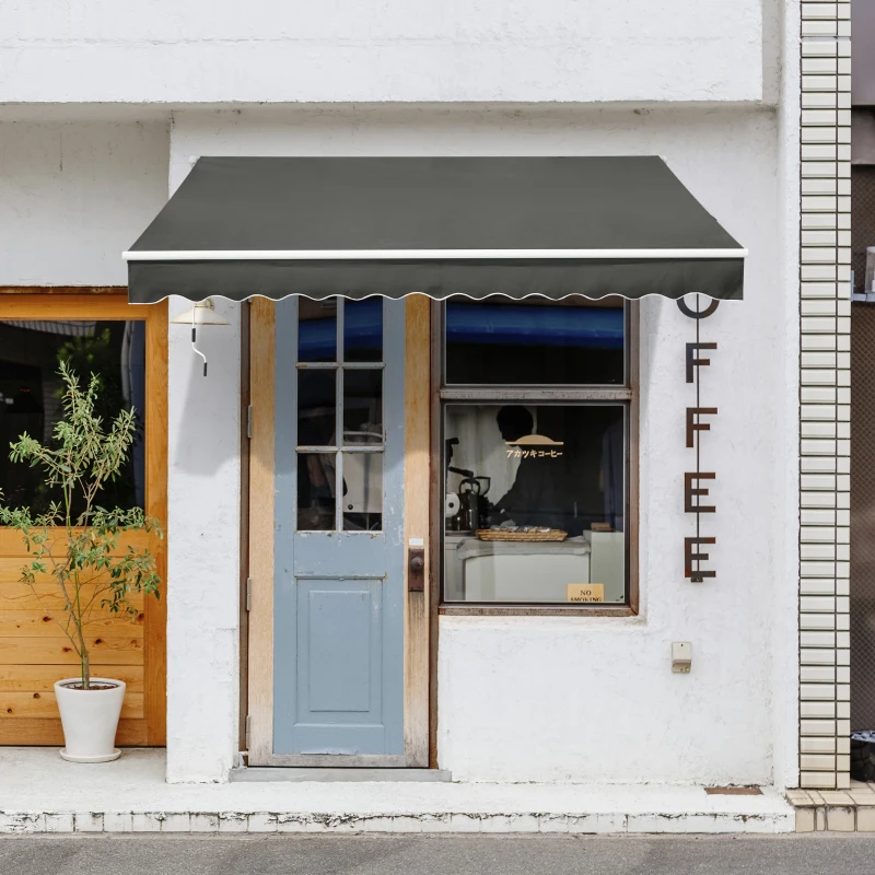 Outsunny Toldo Manual Plegable 3.5x2.5m de Aluminio Toldo Balcón Patio Terraza con Manivela Resistente al Agua Protección Solar UV para Jardín Exterior Gris