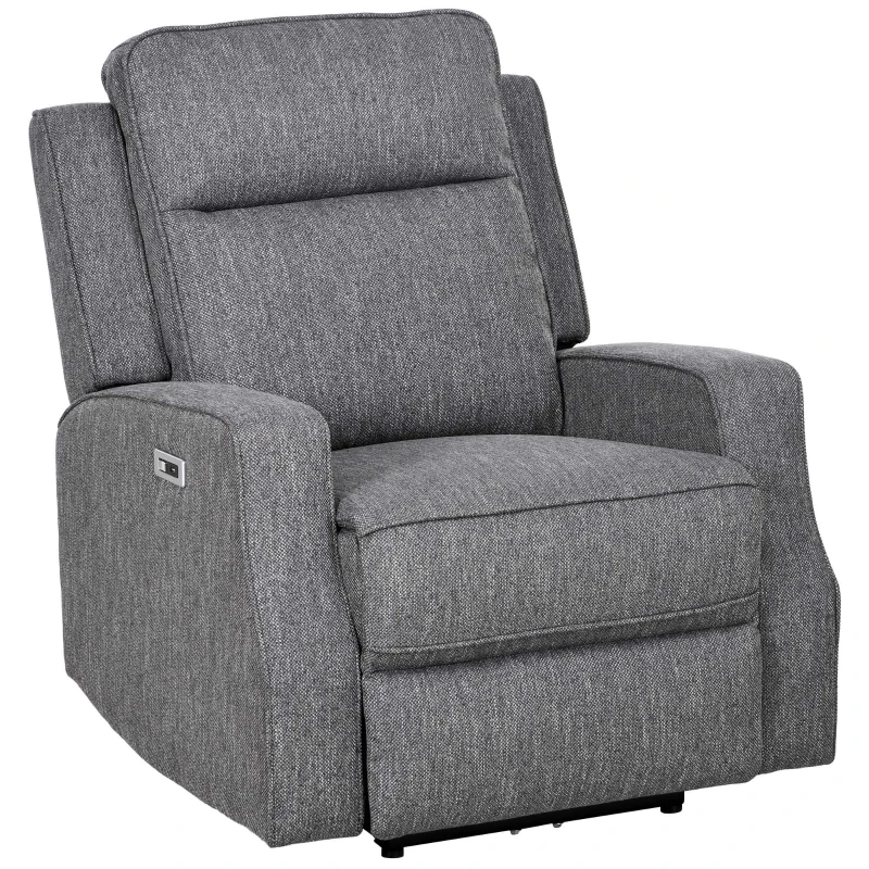HOMCOM 150° Electric Reclining Chair, with USB port and Footrest - Charcoal Grey
