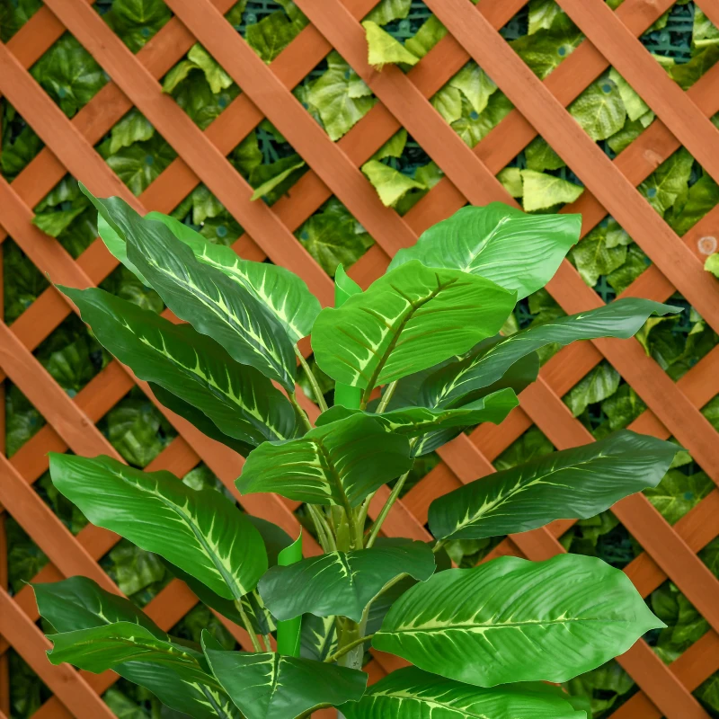 HOMCOM Plantă Artificială cu 33 de Frunze pentru Uz Interior și Exterior cu Ghiveci, Plantă Falsă în PEVA, PE și Ciment, 95 cm, Verde(m-8)