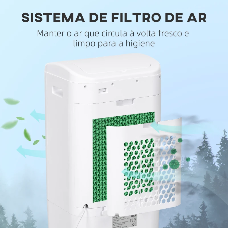 HOMCOM Climatizador Refrigerador de Ar Portátil 3 em 1 com 3 Velocidades Controlo Remoto Temporizador 7,5h Ecrã LED 37x32x78 cm Branco