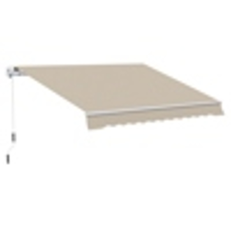 Outsunny Toldo Manual 395x245 cm Toldo de Varanda Pátio com Manivela de Alumínio e Tecido de Poliéster 280 g/m² Bege
