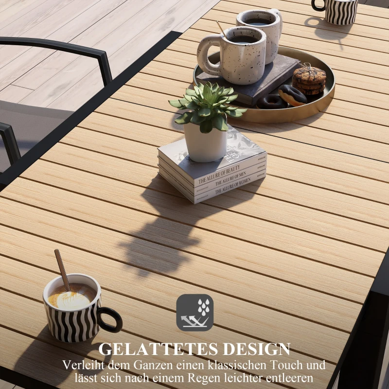 Outsunny Gartentafel Buitentafel, weerbestendig, 162 x 80 x 75 cm, Geel