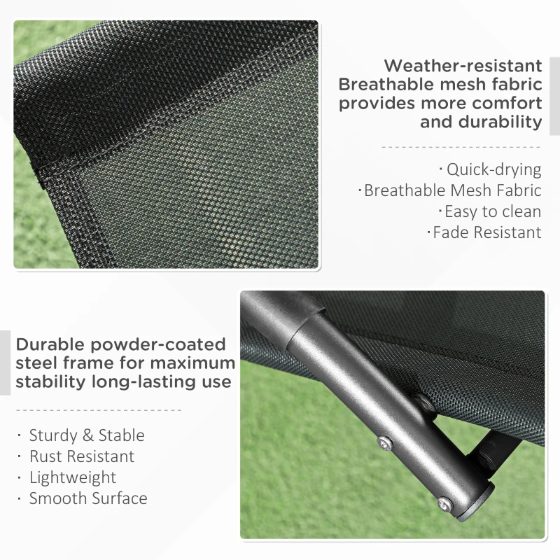 Outsunny Șezlong de Grădină, Balansoar cu Gravitație Zero, Șezlong Impermeabil cu Tetieră, 155x61x88 cm, Negru