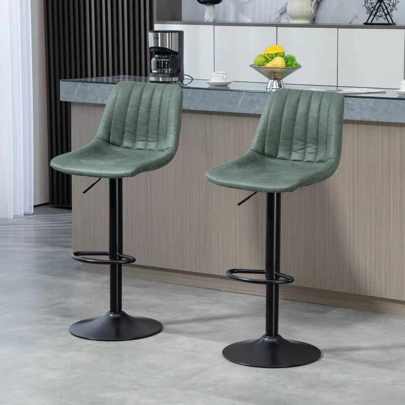 HOMCOM Set of Two Retro Tub Bar Stools - Green