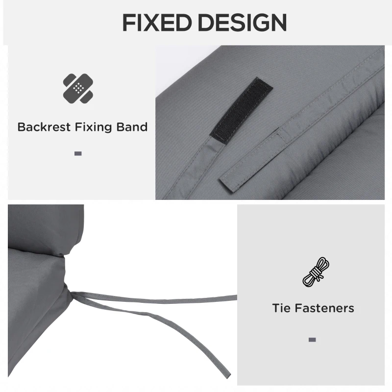 Outsunny Sun Lounger Cushion, Garden Recliner Pad, Polyester Cover Dark Gray 196 x 55 x 8 cm