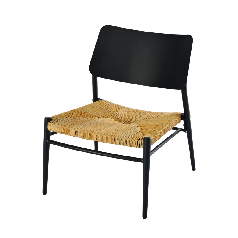 Set Bistro 3 Piezas en Aluminio y Ratán Pe para Balcón Resistente A los Rayos Uv Carga 150 Kg Negro