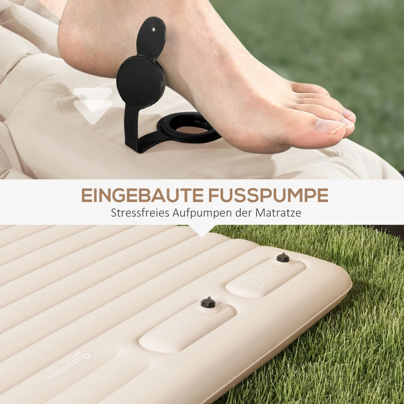 Outsunny Materac dmuchany dla gości, z pompką do stóp i pokrowcem transportowym, 195 x 140 x 10 cm, Biały