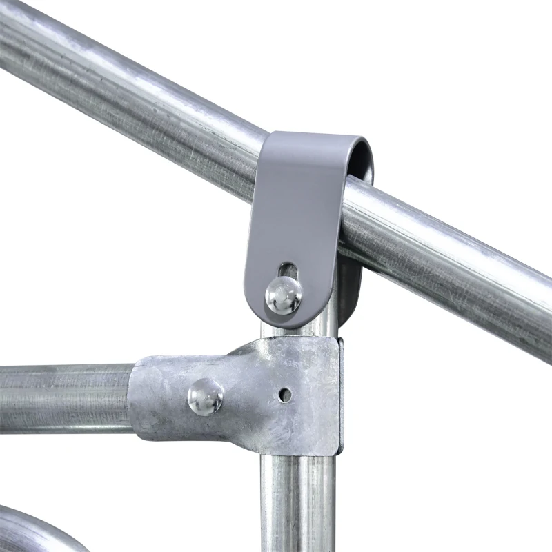 PawHut Galinheiro de Exterior Grande 3x6x2m Gaiola para 12-18 Galinhas de Aço Galvanizado com Teto de PE e Fechadura para Coelhos Prata