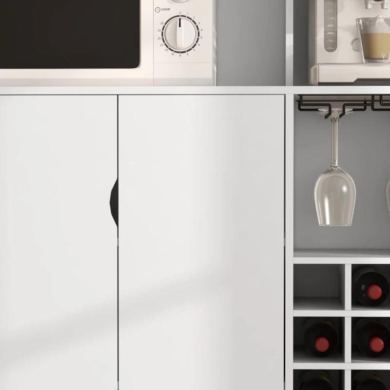 HOMCOM Mobile Dispensa con Portabottiglie, Armadietti, Ripiani e Cassetto, in Truciolato e Legno, 100x38x172 cm, Bianco