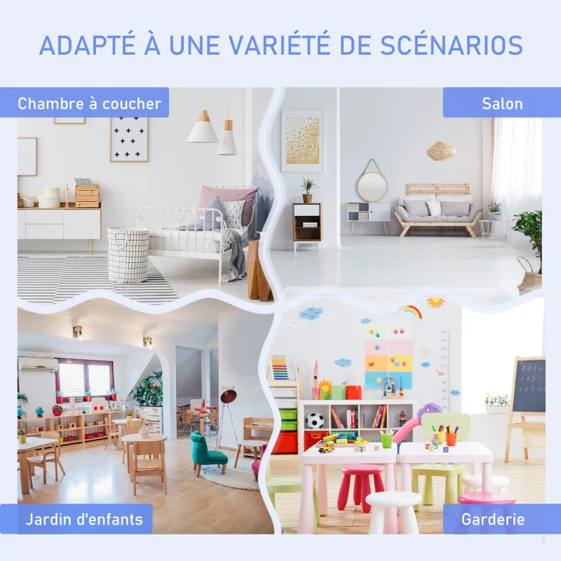 HOMCOM Ensemble de table et chaises enfant - set de 4 pièces - table, 2 chaises, banc coffre 2 en 1 - MDF pin blanc gris