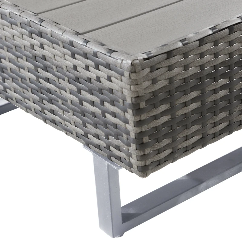 Set da Giardino 4 Pezzi in Poli-Rattan per 4-5 Persone con Divano ad Angolo, Tavolo e Cuscini, Rivestimenti Lavabili, Grigio