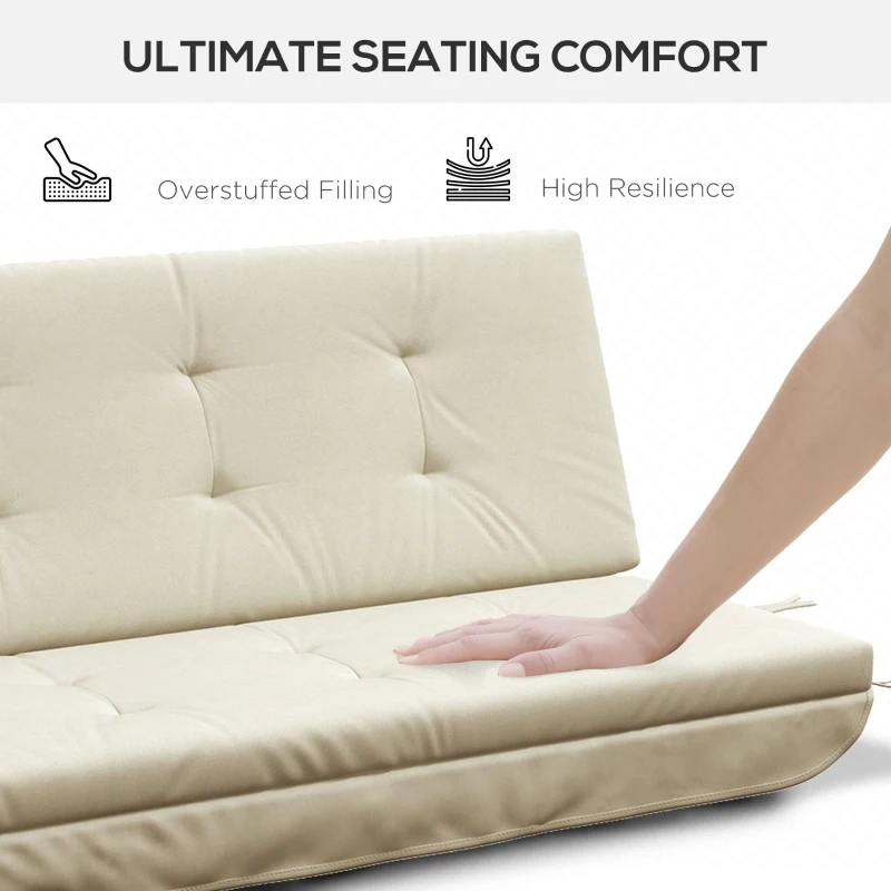 Outsunny Cushion Set for Hollywood Swing 170 cm Seat Cushion Swing Cushion Garden Swing Garden Cushion Back Cushion Side Cushion Beige