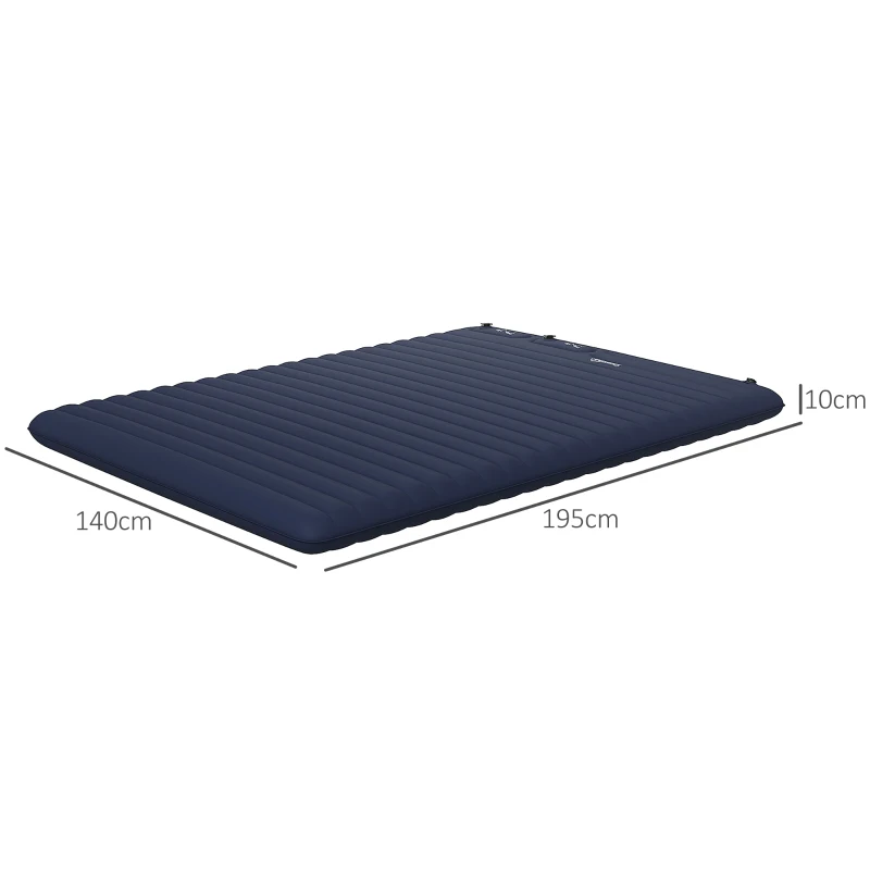 Outsunny Luchtmatras Gastenmatras, incl. Voetpomp en Draagtas, 195 x 140 x 10 cm, Blauw