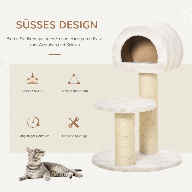 PawHut Katzenkratzbaum Katzenspielzeug Kletterbaum Sisal Polster Liegefläche Spanplatte samtartiges Polyester Sisal
