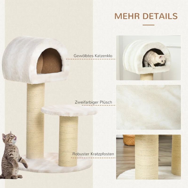 PawHut Katzenkratzbaum Katzenspielzeug Kletterbaum Sisal Polster Liegefläche Spanplatte samtartiges Polyester Sisal