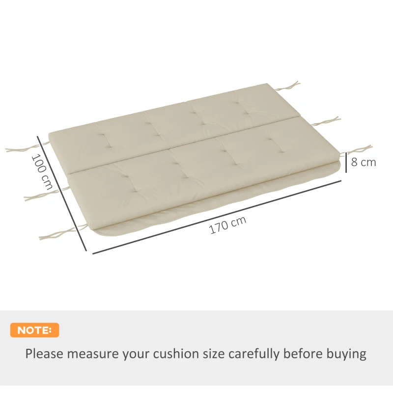 Outsunny Cushion Set for Hollywood Swing 170 cm Seat Cushion Swing Cushion Garden Swing Garden Cushion Back Cushion Side Cushion Beige