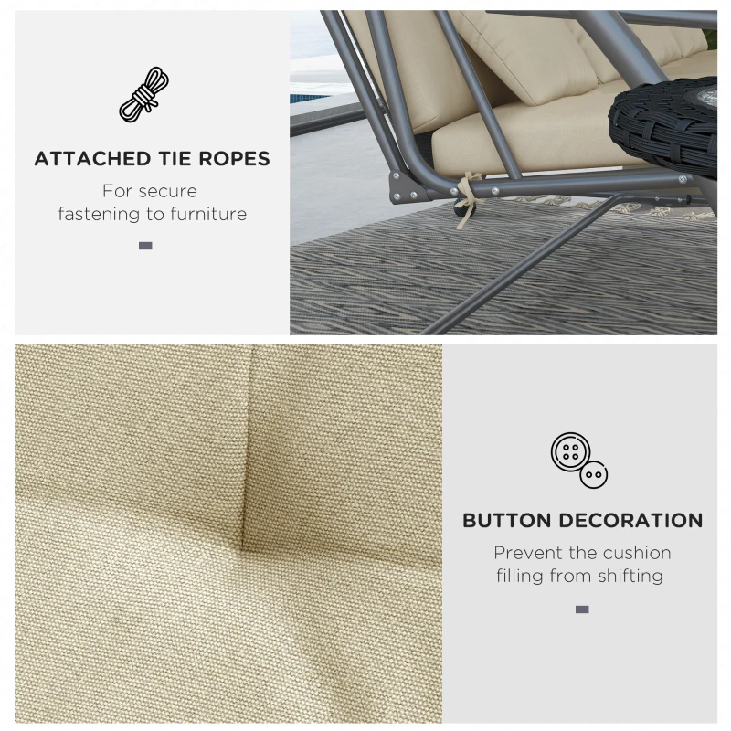 Outsunny Cushion Set for Hollywood Swing 170 cm Seat Cushion Swing Cushion Garden Swing Garden Cushion Back Cushion Side Cushion Beige