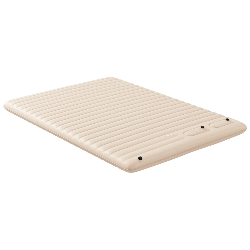 Outsunny Materac dmuchany dla gości, z pompką do stóp i pokrowcem transportowym, 195 x 140 x 10 cm, Biały