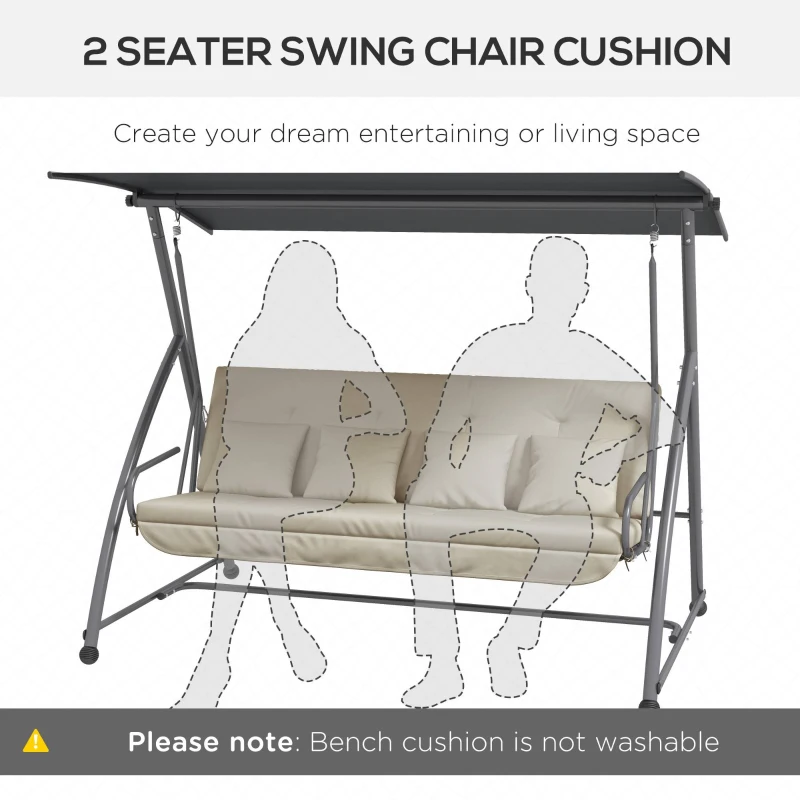 Outsunny Cushion Set for Hollywood Swing 170 cm Seat Cushion Swing Cushion Garden Swing Garden Cushion Back Cushion Side Cushion Beige