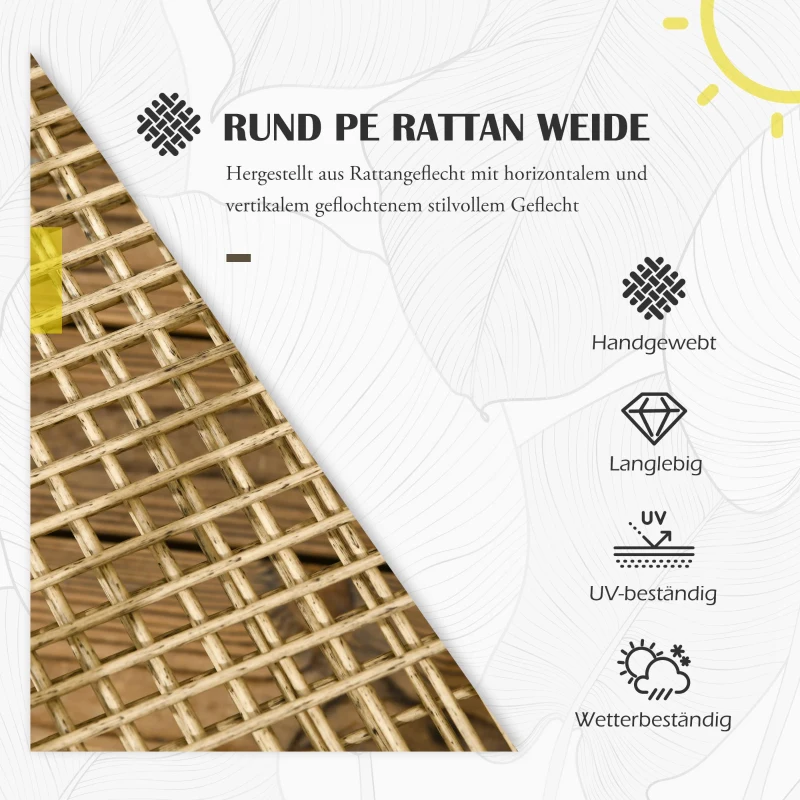 Outsunny 4-częściowy zestaw mebli ogrodowych z rattanu, zestaw mebli wypoczynkowych, 110 cm x 65 cm x 74 cm, Naturalny + Kremowy