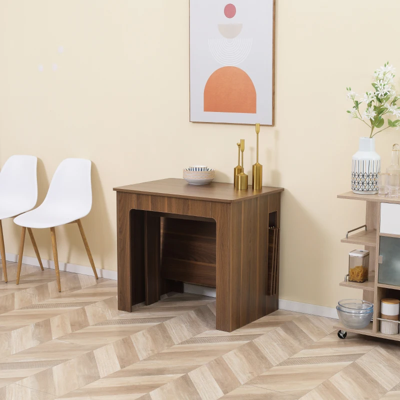 HOMCOM Mesa de Jantar Extensível para 4-6 Pessoas com Lateral Abatível Mesa Auxiliar Multifuncional 180x85x75cm Marrom