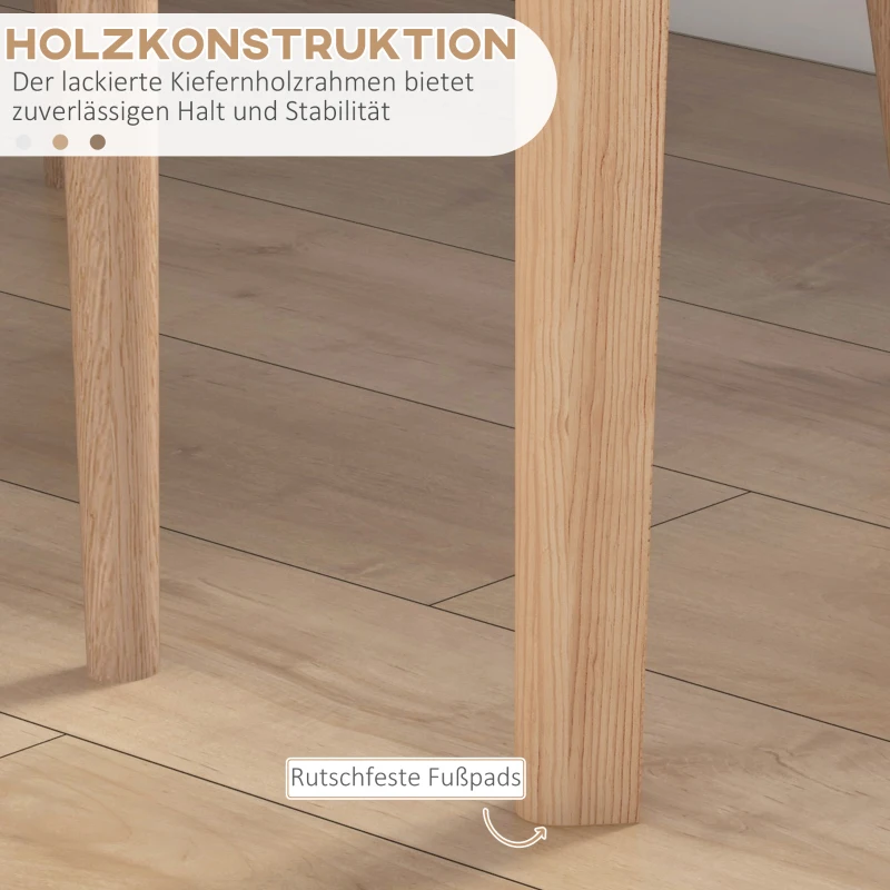 HOMCOM Stół jadalny Stołek kuchenny okrągły stół, Design skandynawski, 75 cm x 75 cm x 76 cm, Biały + Naturalny