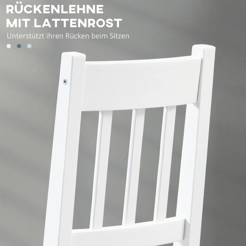 HOMCOM Set van 2 Eetkamerstoelen Keukenstoelen Stoelen, Grenenhout, 41 cm x 46,5 cm x 85,5 cm, Wit