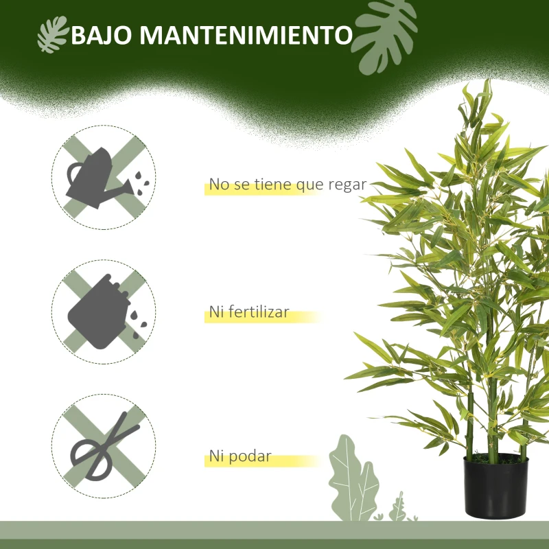 HOMCOM Juego de 2 Bambús Artificiales 90 cm con Maceta Plantas Sintéticas para Decoración Hogar Salón Oficina Verde