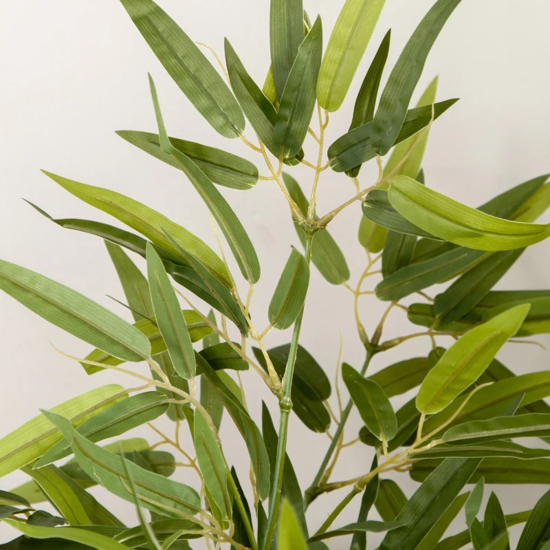 HOMCOM Juego de 2 Bambús Artificiales 90 cm con Maceta Plantas Sintéticas para Decoración Hogar Salón Oficina Verde