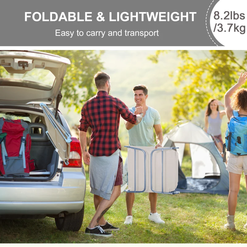 Outsunny Set de 2 Sezlonguri pentru Plaja Pliabile cu Spatar Rabatabil pe 5 Niveluri, Sezlong de Gradina din Otel si Tesatura Plasa, Bej