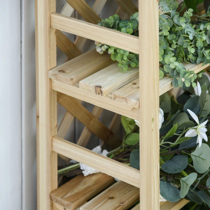 Outsunny Raft pentru Plante Pliabil cu 4 Rafturi Reglabile din Lemn