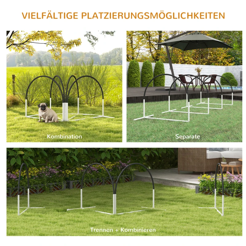 PawHut Honden-Agility-Set Hondentrainingsaccessoires Agility-Set, 4 stuks, 89 x 69 x 99 cm, Wit + Zwart(m-4)