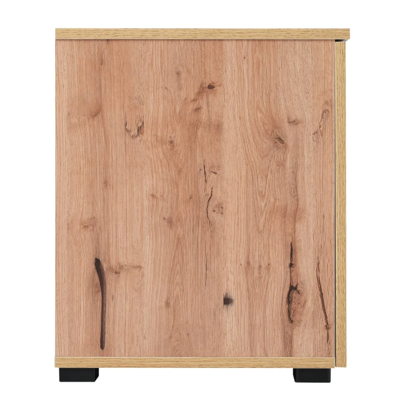 Mobile TV nei colori grigio chiaro e legno rustico con LED, Vetrina con Ripiani e Ante, Naturale