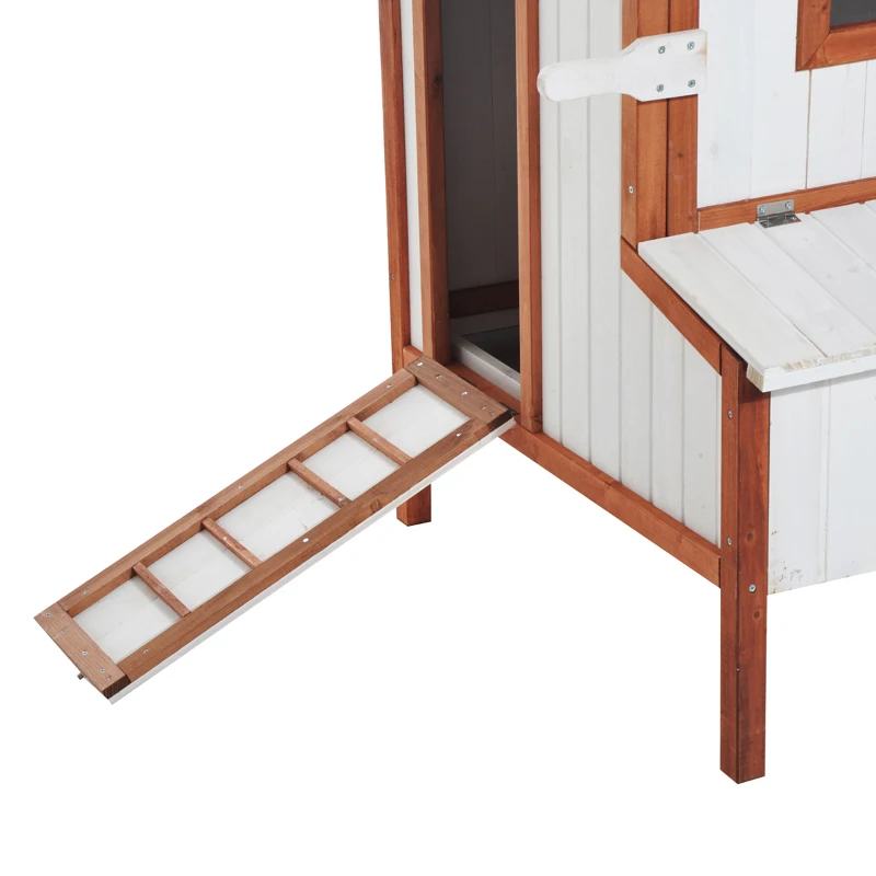 PawHut Pollaio per Galline Ovaiole da Esterno, Gabbie per Galline Grande da Giardino con Cassetta Nido Vassoio in Legno 120x96x123cm